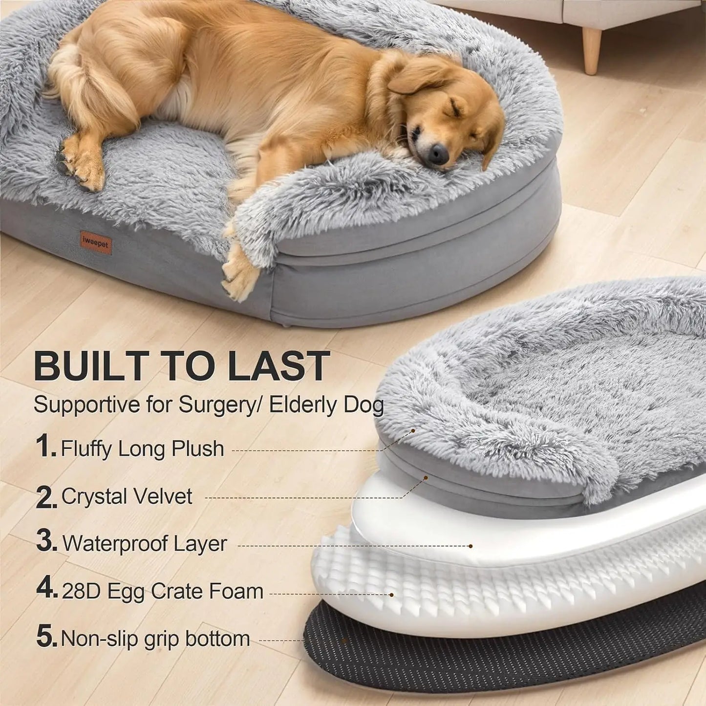 XMSJ Egg Crate Foam Orthopedic Bed For Extra Large Dogs