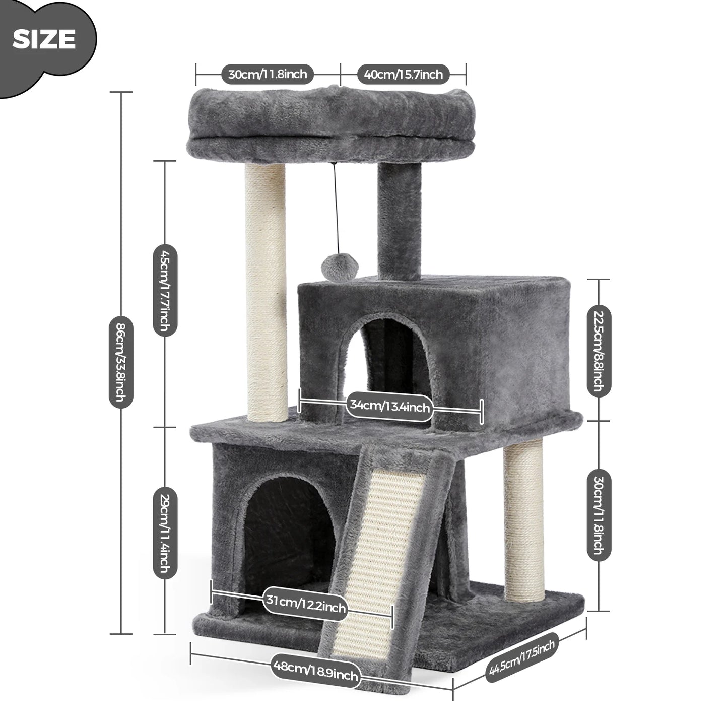 PAWZ Road Cat Tree Multilevel Tower With Double Condos Perch