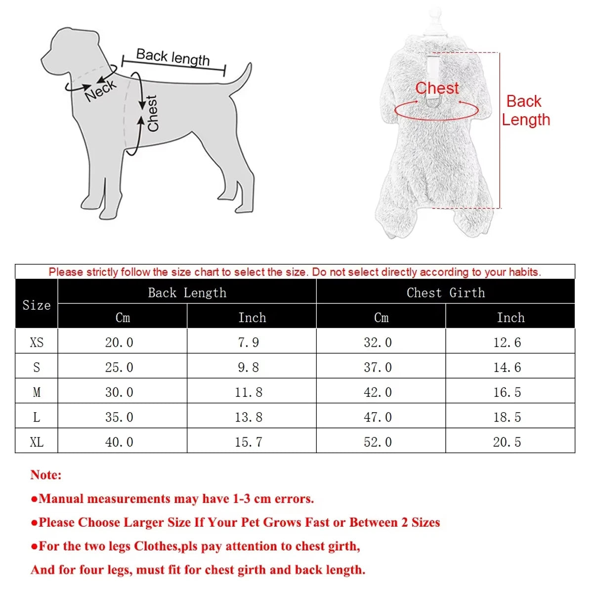 Winter Warm Flannel Dog Jumpsuit For Small And Medium Dogs