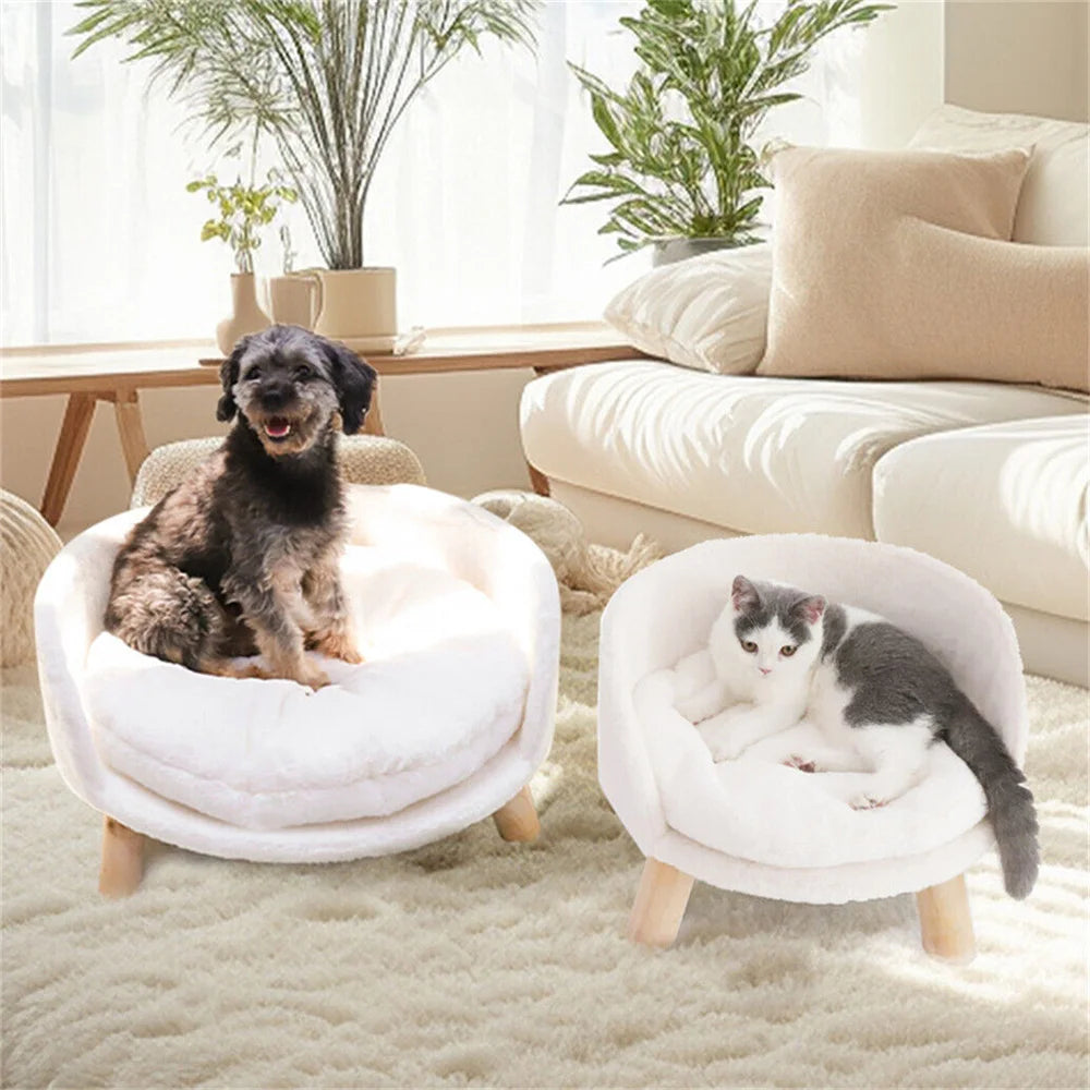 BORWARTC Pet Sofa Bed Elevated Plush Lounger For Dogs Cats