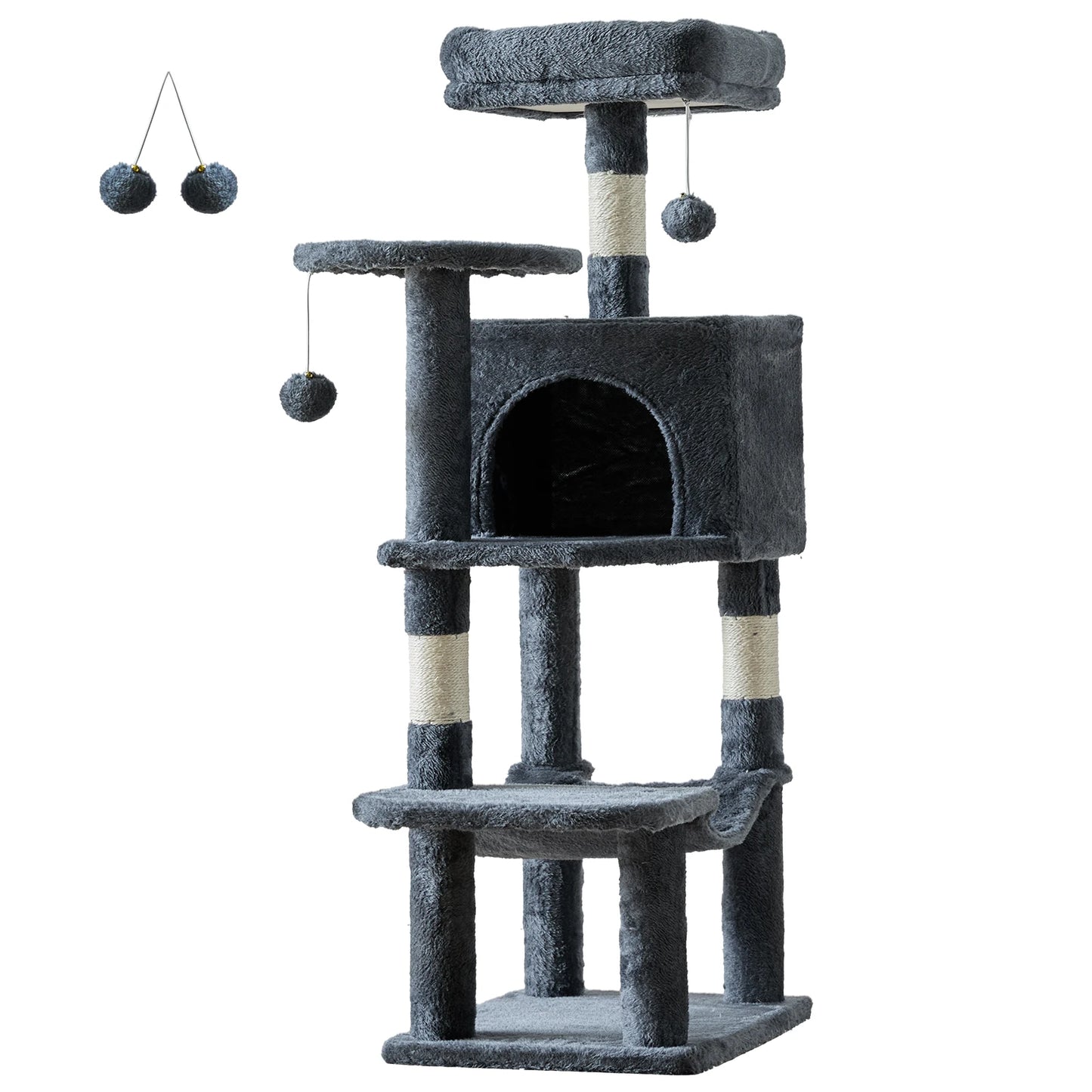 JHK Cat Tree Indoor Multi Cat Climbing Tower With Natural Sisal Posts