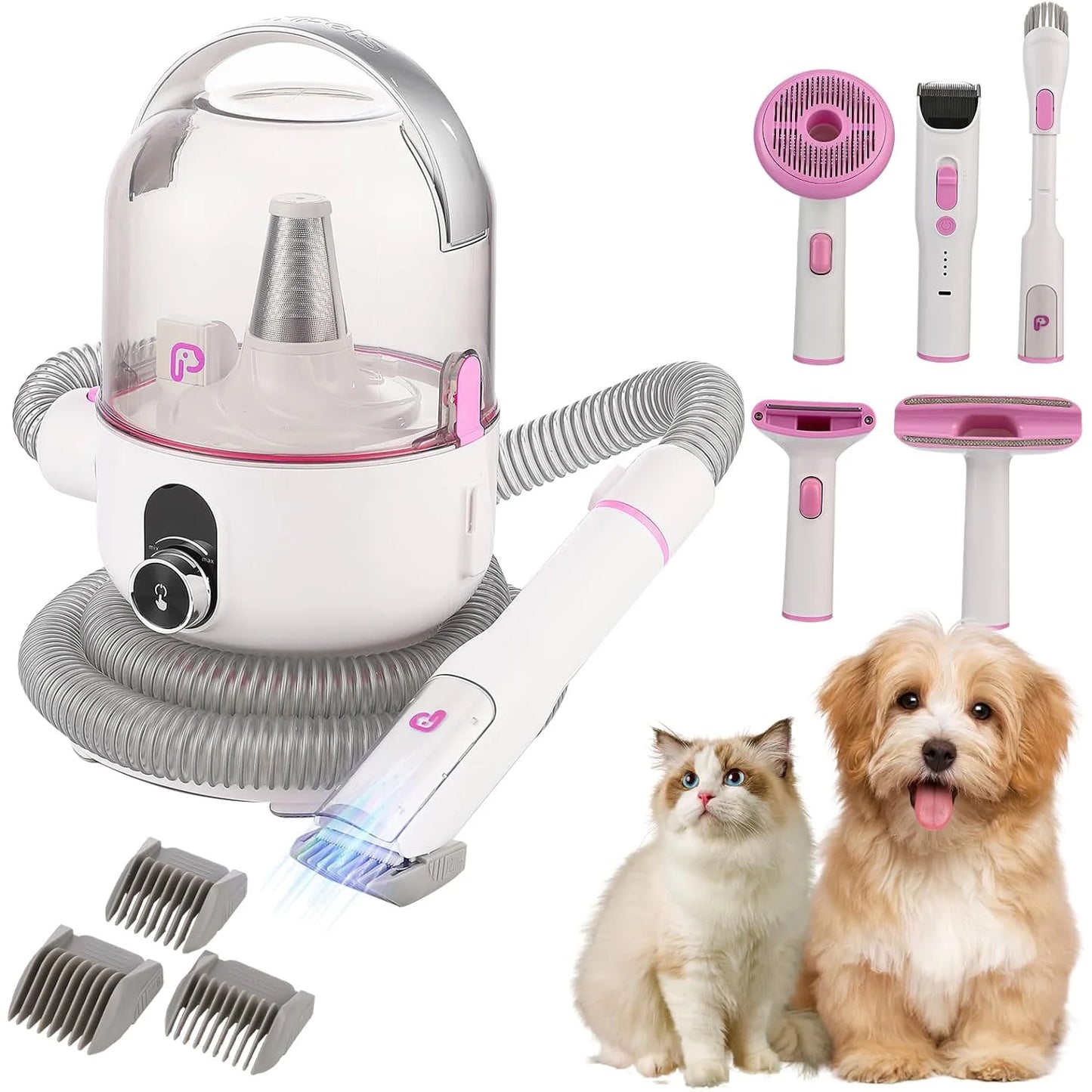 HiMISS Pet Grooming Kit With Quiet Vacuum And 5 Tools