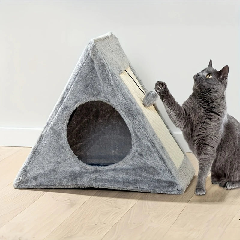 Sisal Cat Bed With Plush Toy Ball Scratching Board