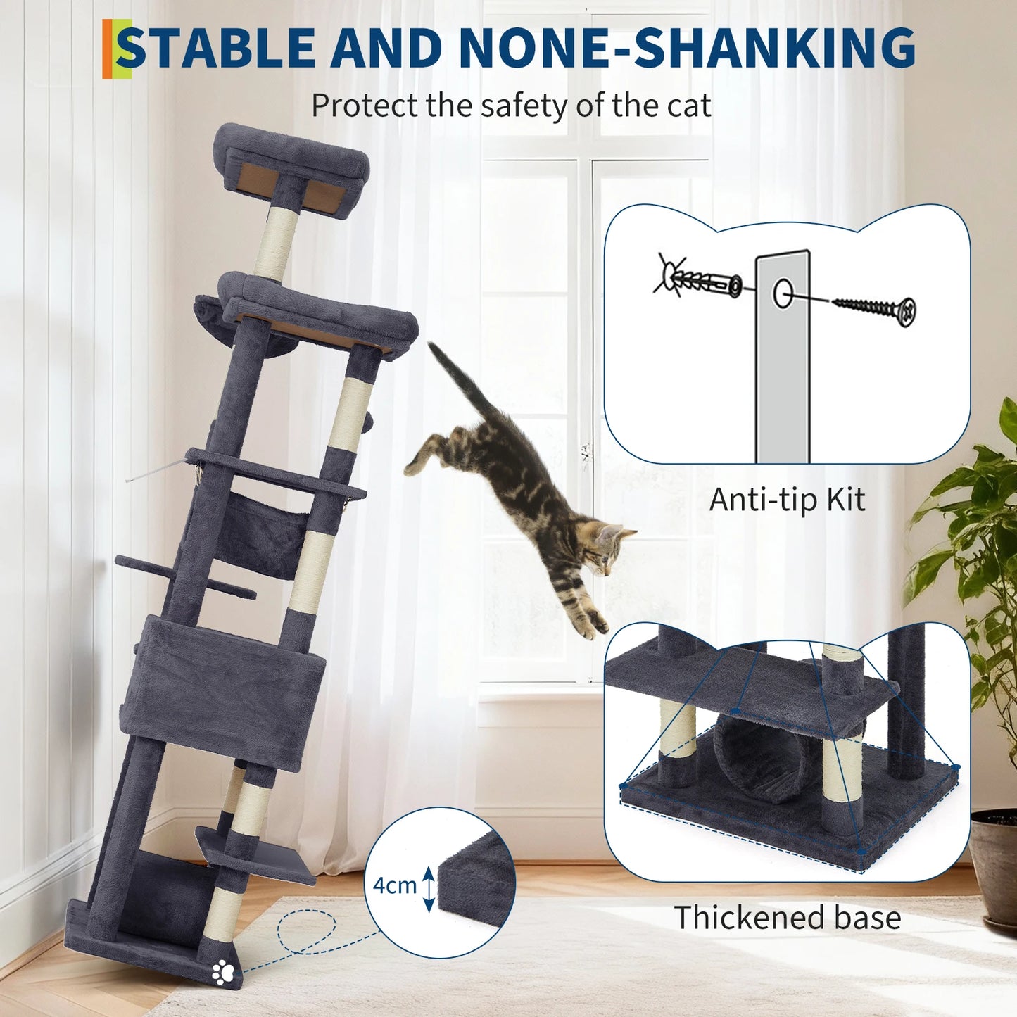 HiMISSCN Multi Level Cat Tree Tower With Scratching Posts Hammock