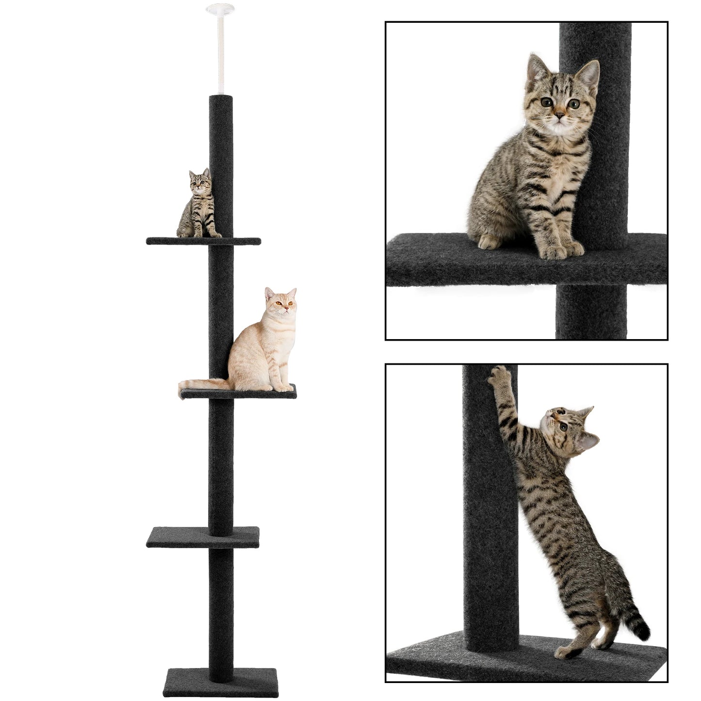 PEQULTICN Adjustable Height Cat Tree Floor to Ceiling Tower with Scratching Posts