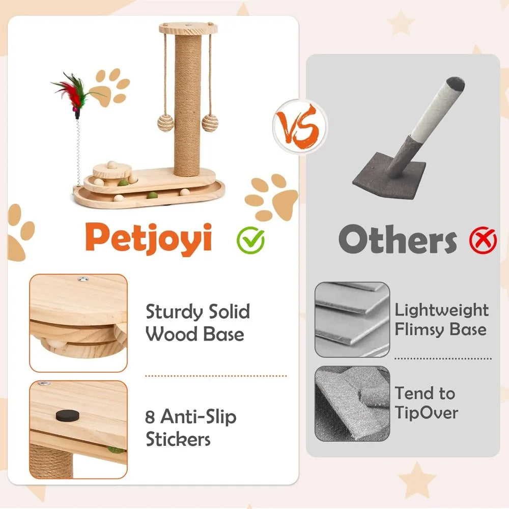 KYJGCN Sisal Cat Scratching Post With Double Tier Ball Track