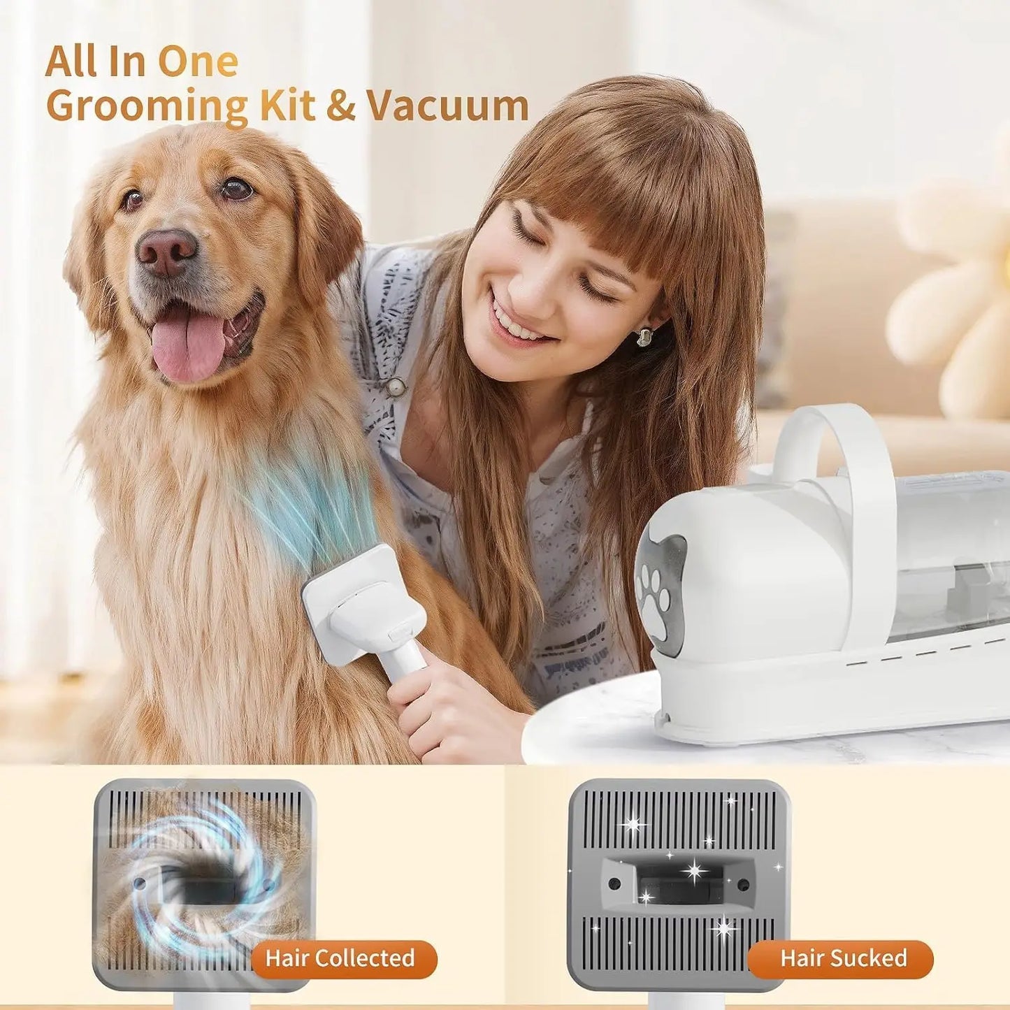 Pet Grooming Vacuum Kit With Clipper Nail Grinder 6 Tools
