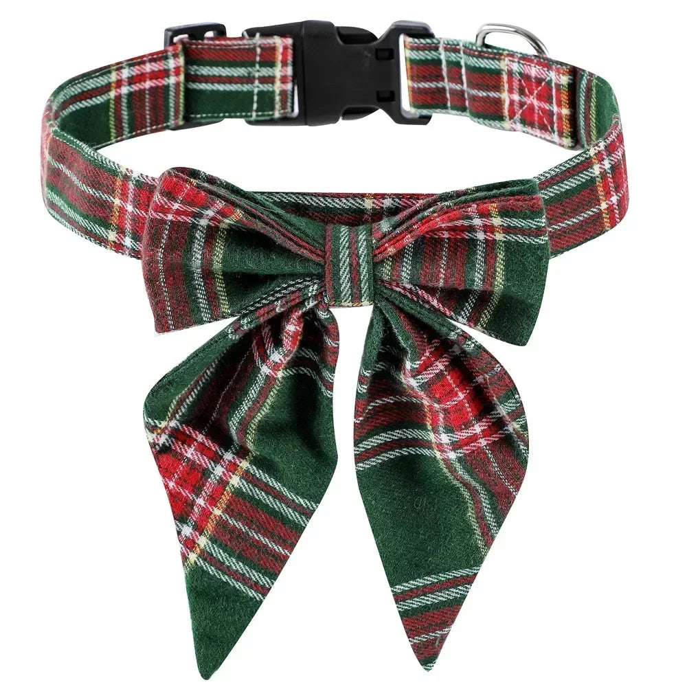 YOUSECN Cotton Snowflake Bow Dog Collar for Pets and Dogs