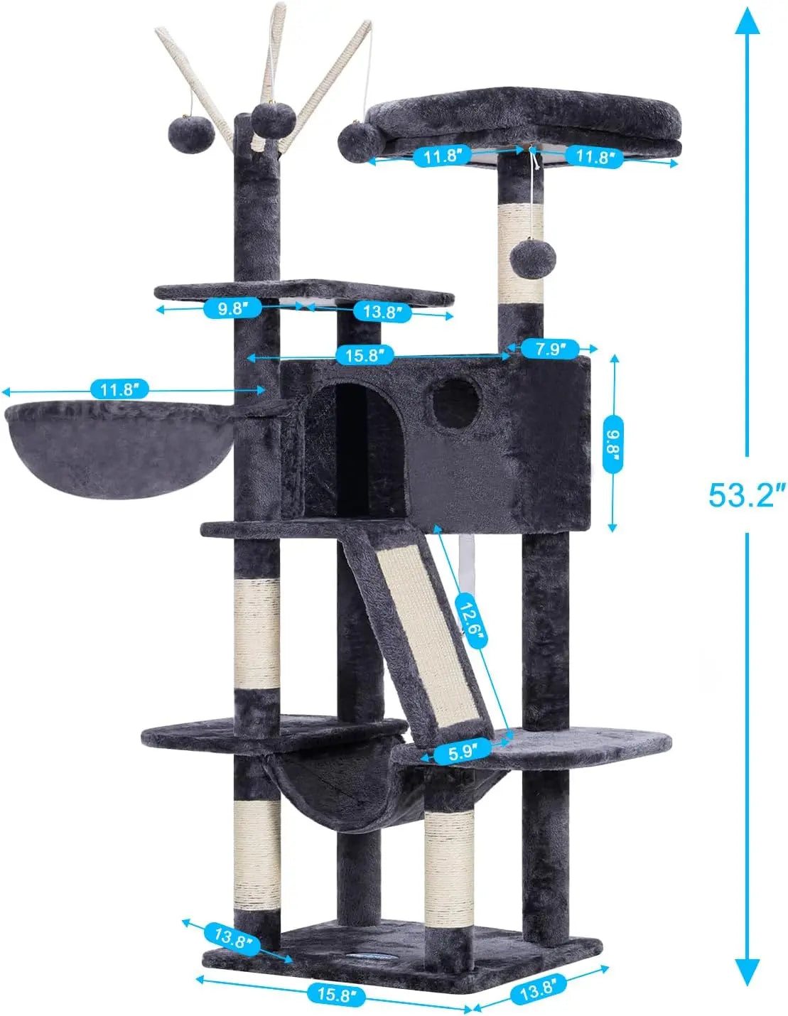 Cat Tower With Padded Bed Condo Hammocks And Scratching Posts