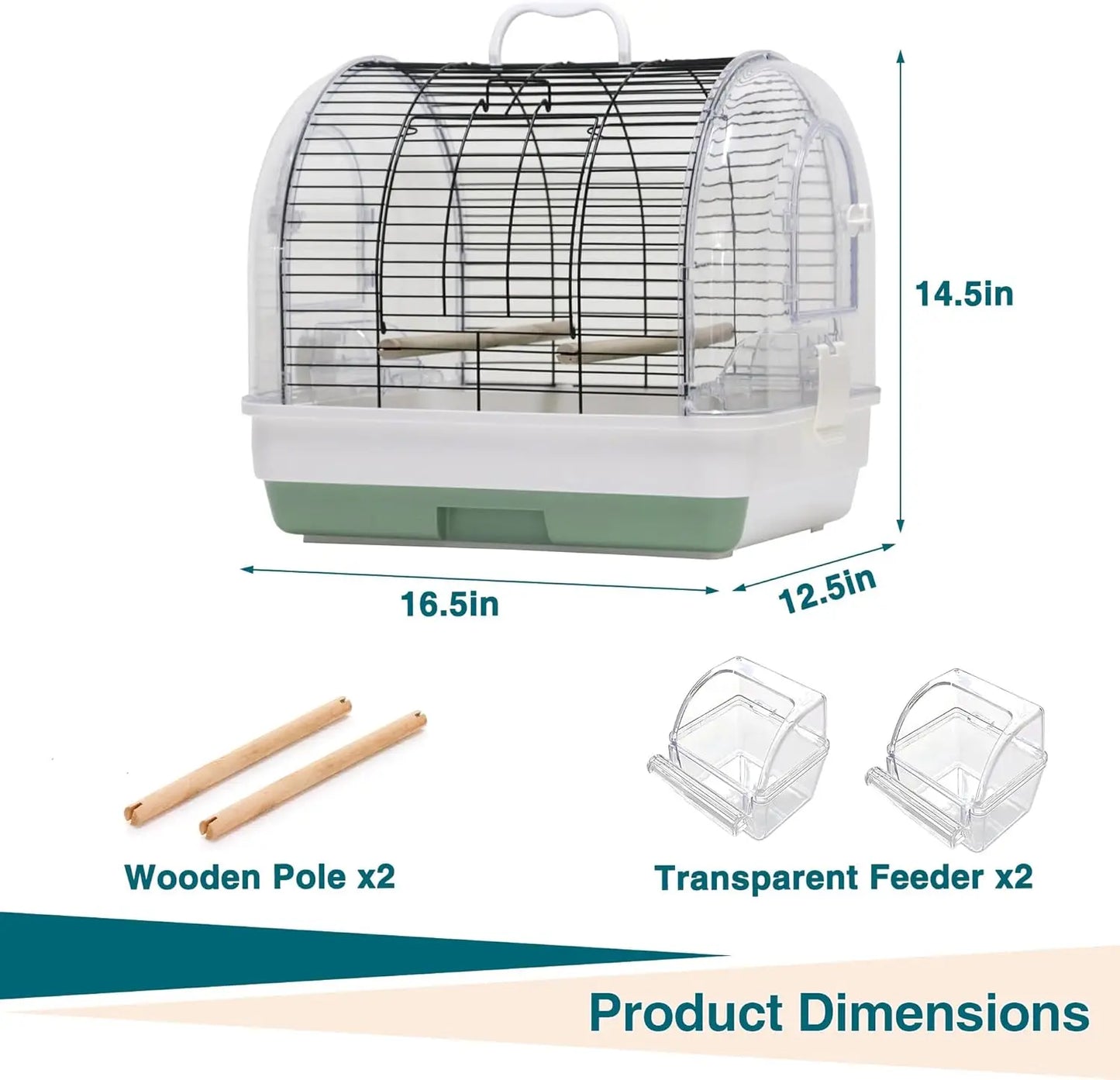 HiMISSCN Portable Bird Cage Carrier With Perches And Bowls