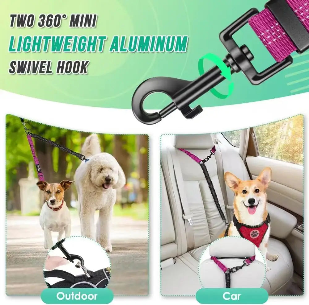 DCLOUDCN Dual Dog Leash Attachment With Shock Absorbing Bungee
