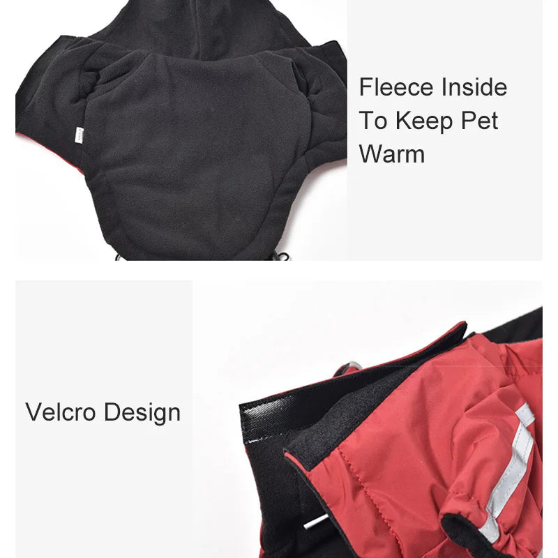 NONECN Waterproof Polyester Hooded Dog Coat Winter Jacket Reflective