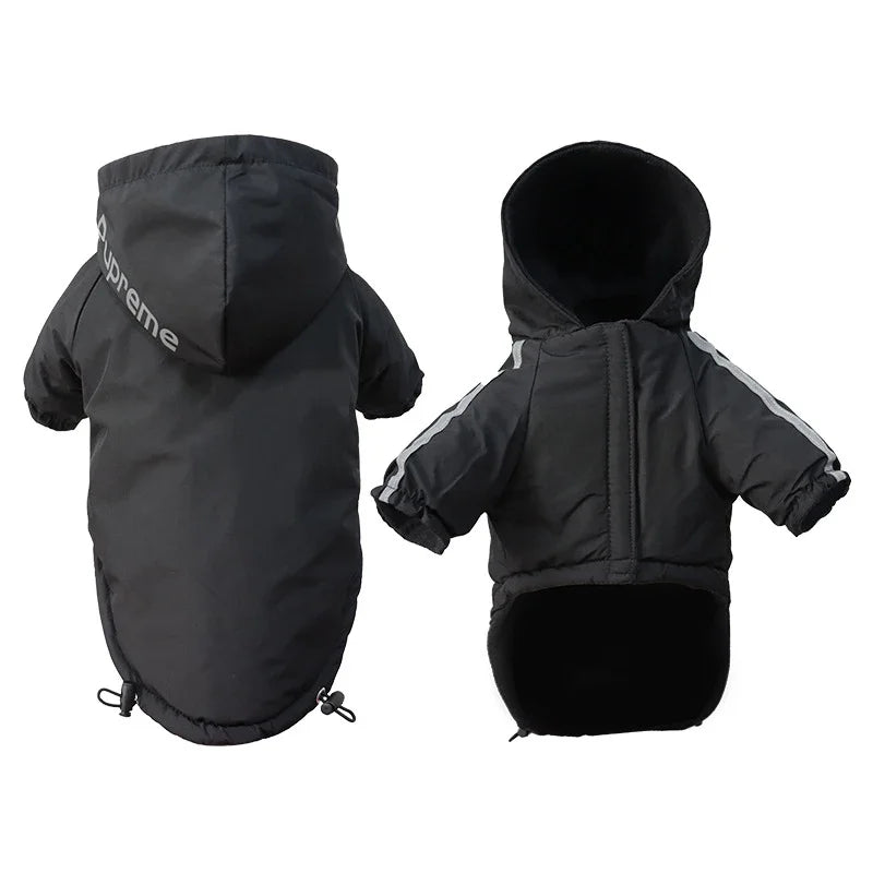 NONECN Waterproof Polyester Hooded Dog Coat Winter Jacket Reflective