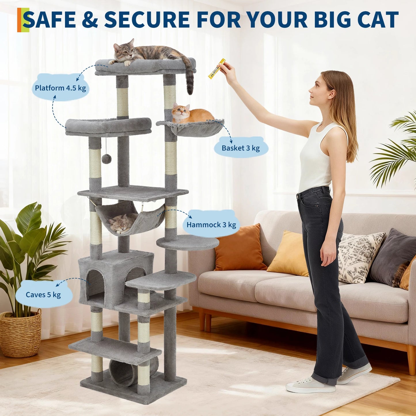 HiMISSCN Multi Level Cat Tree Tower With Scratching Posts Hammock