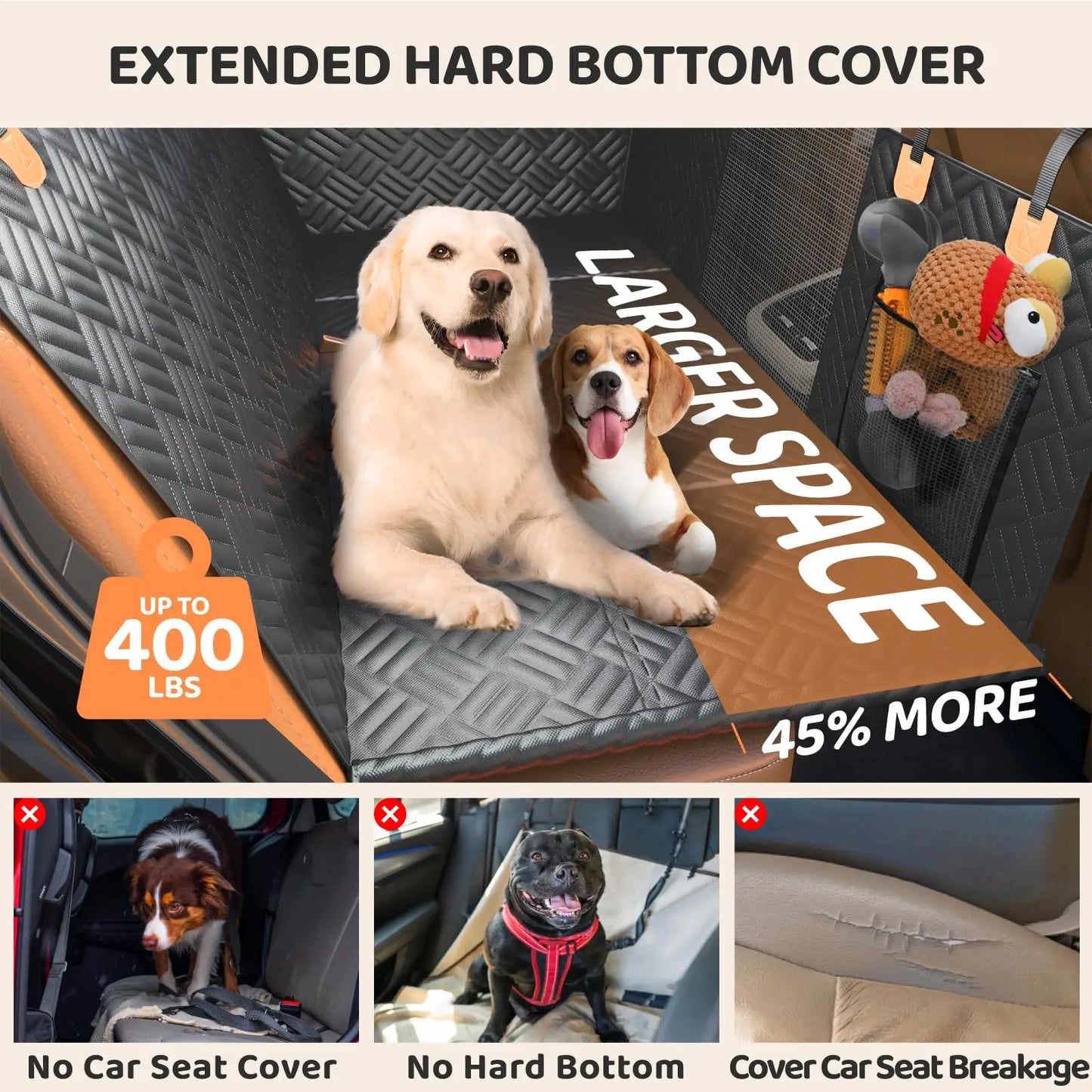 NONECN Heavy Duty Dog Seat Cover For Cars And SUVs Rear Seat Hammock
