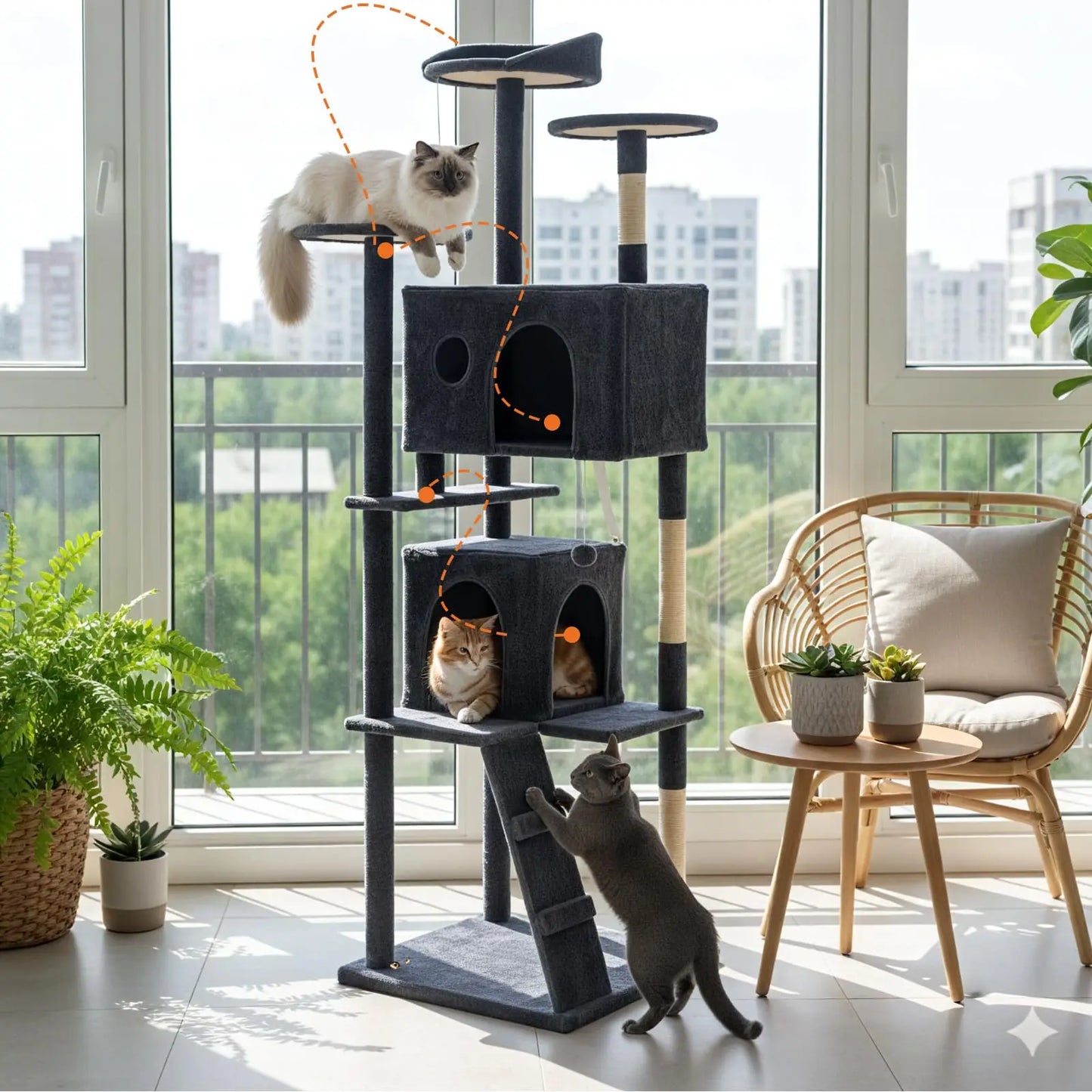 JHK Cat Tree Tower Multi Level Condo Scratching Posts