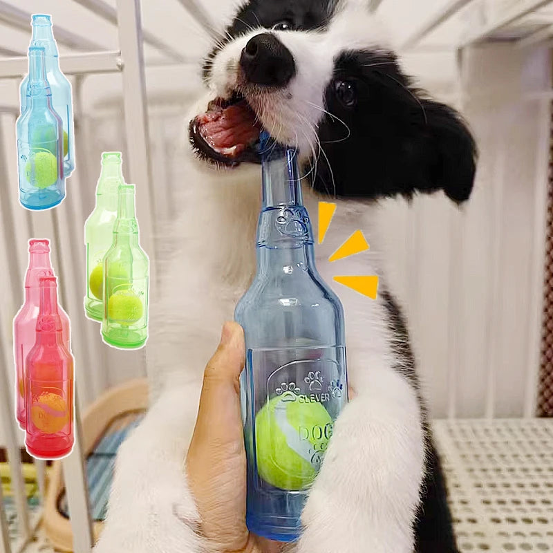 TPR Beer Bottle Chew Toy With Tennis Ball For Dogs