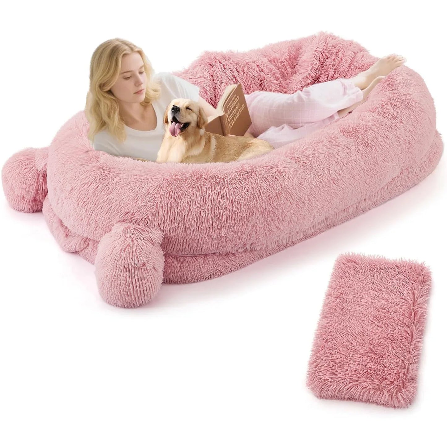 HiMISSCN Dog Bed For Adults With Removable Cover Storage Pockets