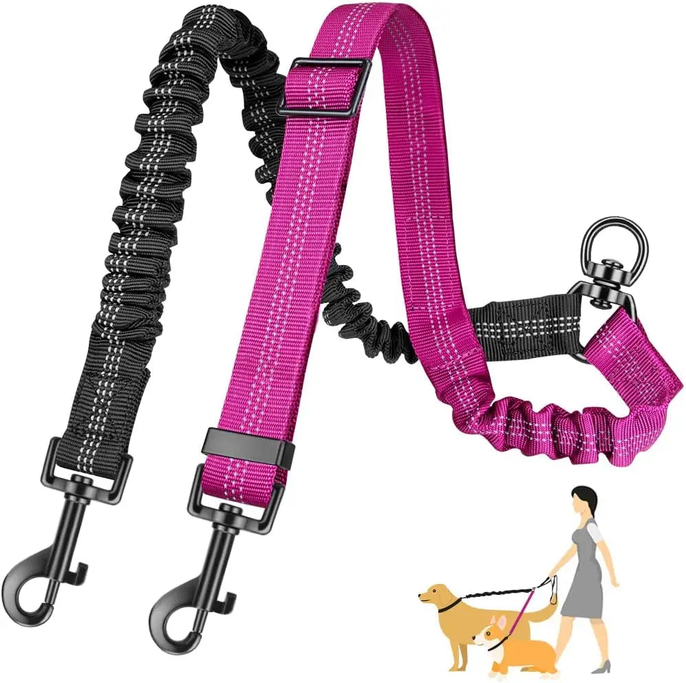 DCLOUDCN Dual Dog Leash Attachment With Shock Absorbing Bungee