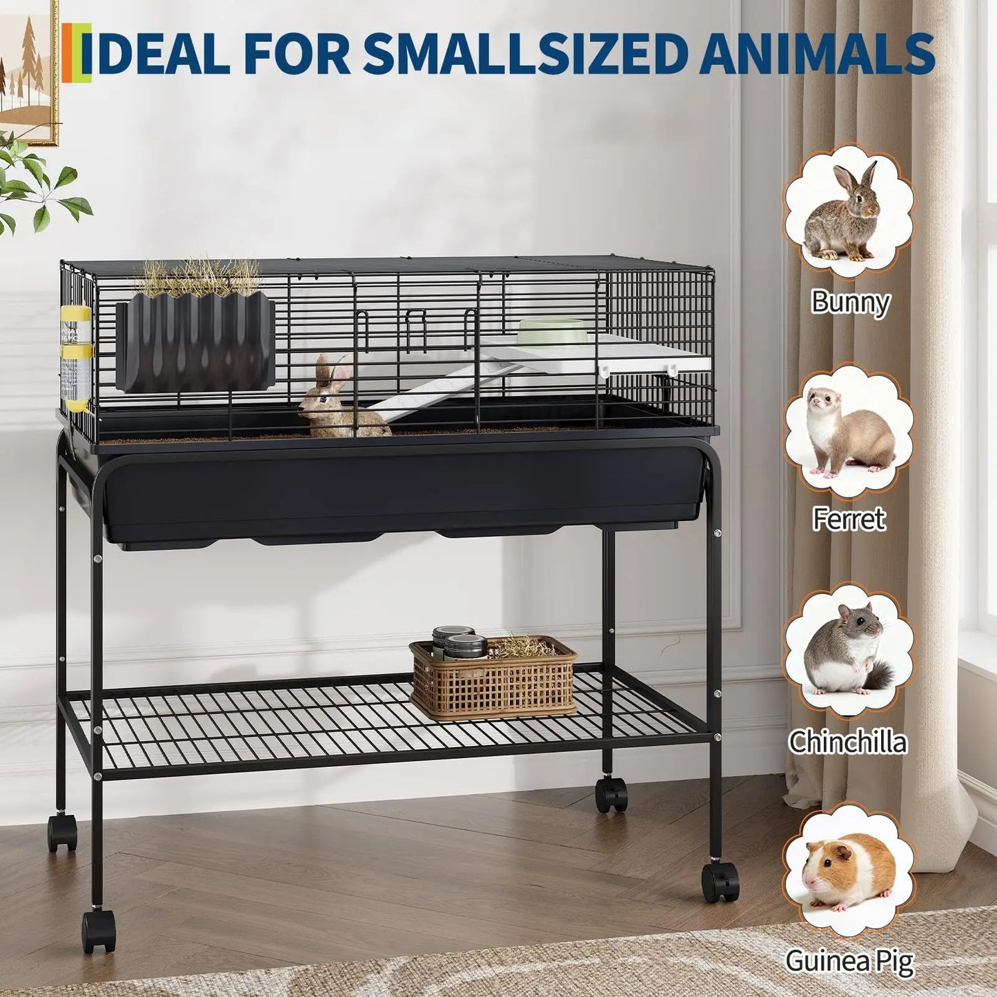 HiMISSCN Hamster Cage Kit With Removable Storage Shelf