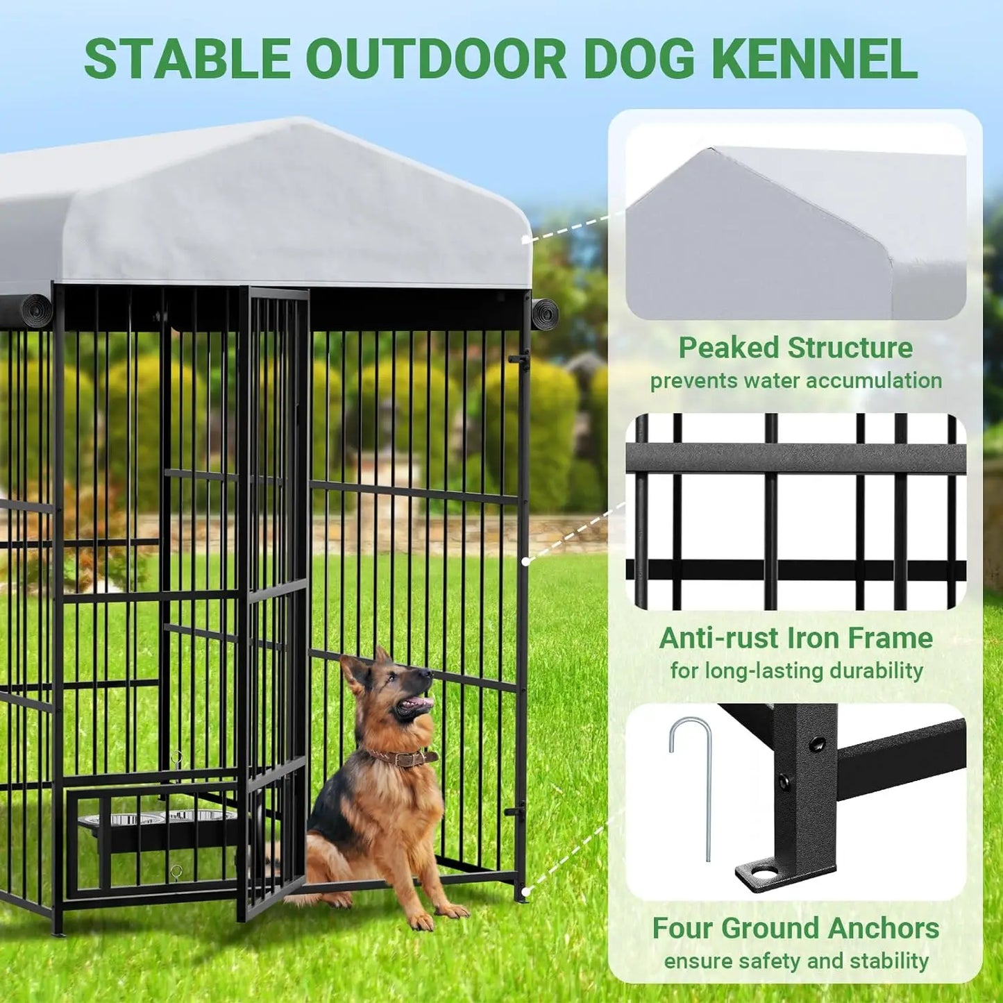 Twister CK Heavy Duty Outdoor Dog Kennel Roof UV Resistant