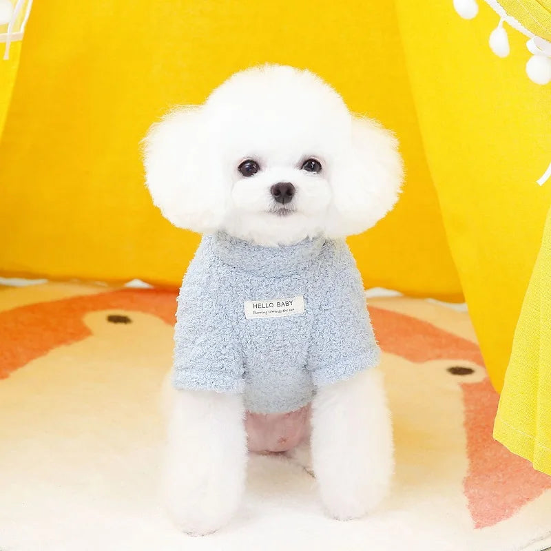 Fleece Dog Hoodie Sweater Coat Solid Warm Pet Apparel