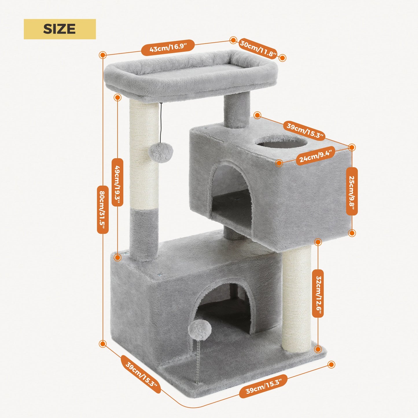 PAWZ Road Large Cat Tree Tower With Scratching Pad Included