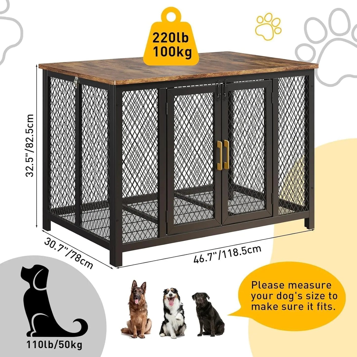 TWISTER.CK 2-In-1 Wooden Dog Cage End Table Crate
