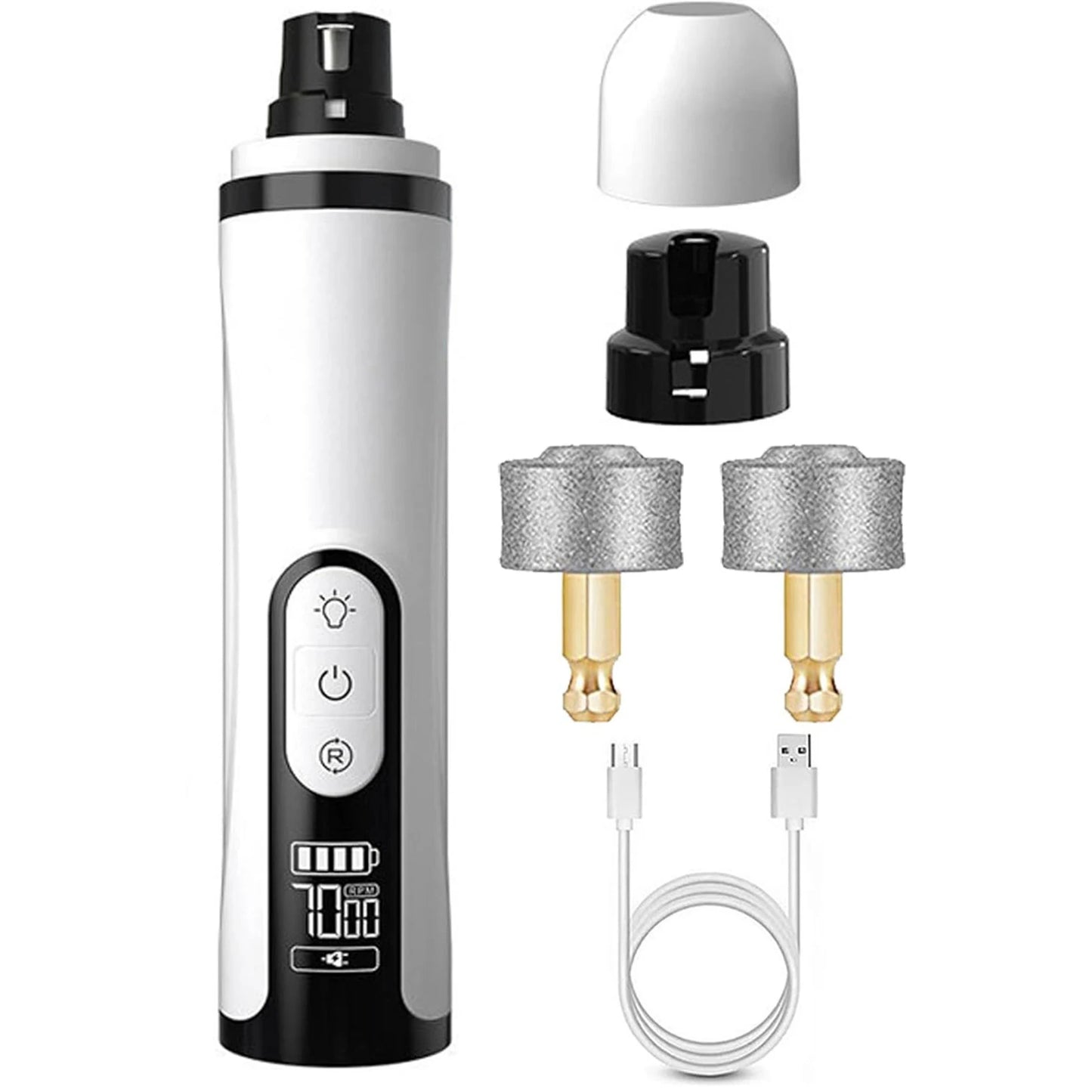 APWIKOGER Electric Pet Nail Grinder Rechargeable Trimmer With 2 Led Lights