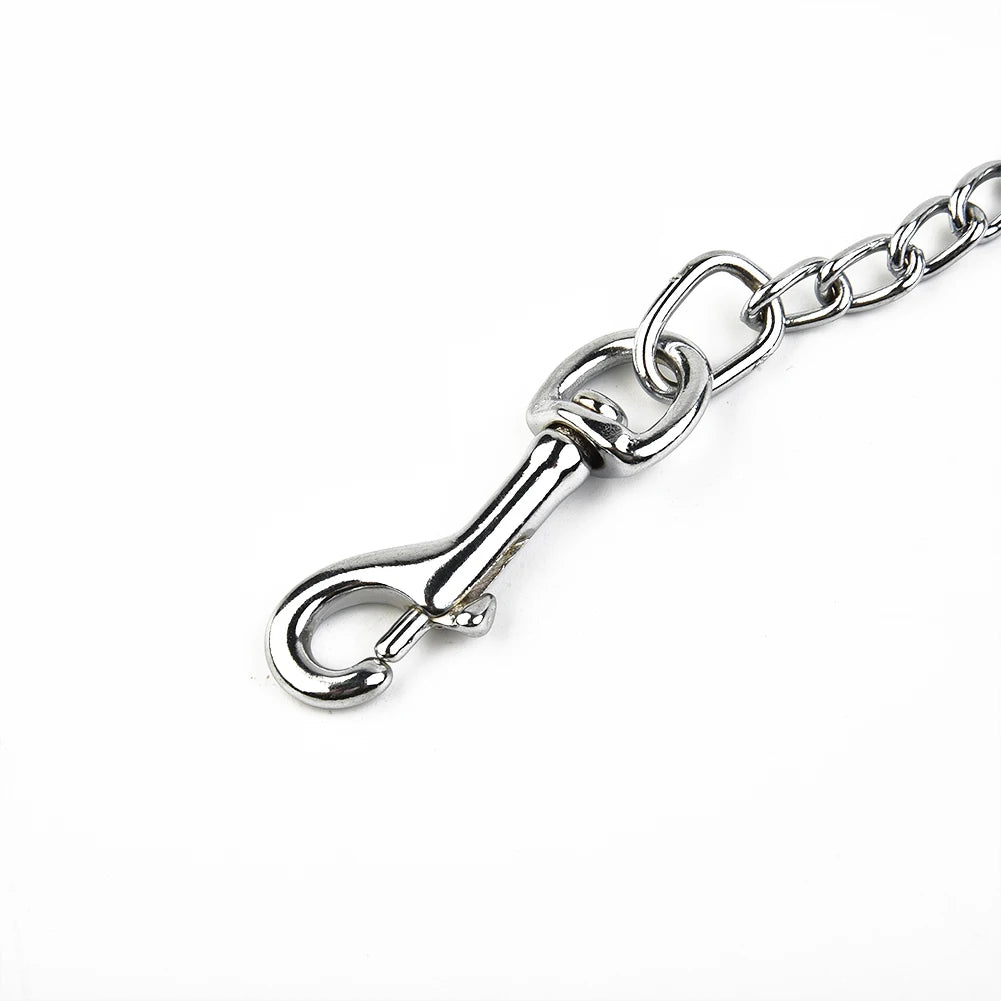 NONECN Metal Chain Dog Lead With Leather Handle