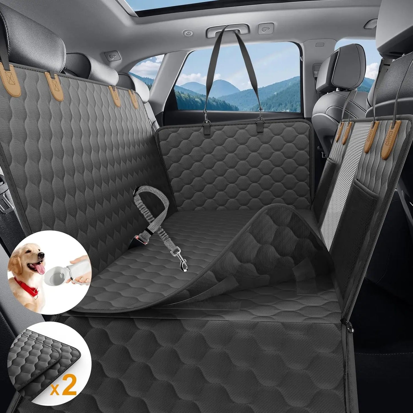 Wedyvko Back Seat Extender Hammock For Dogs Car Cover