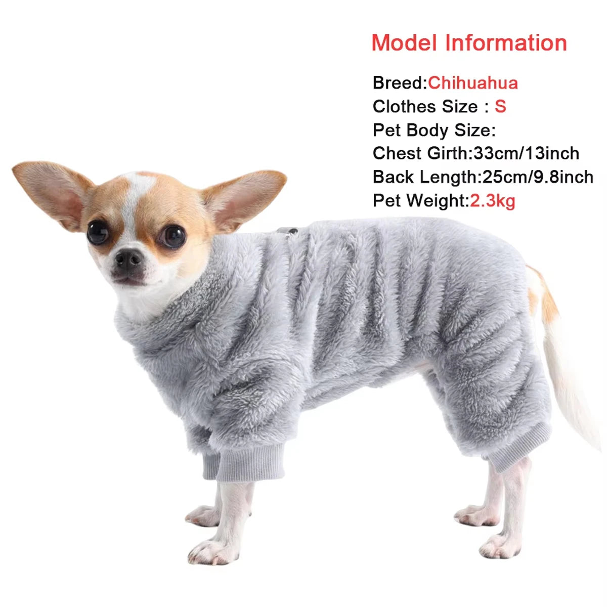Winter Warm Flannel Dog Jumpsuit For Small And Medium Dogs