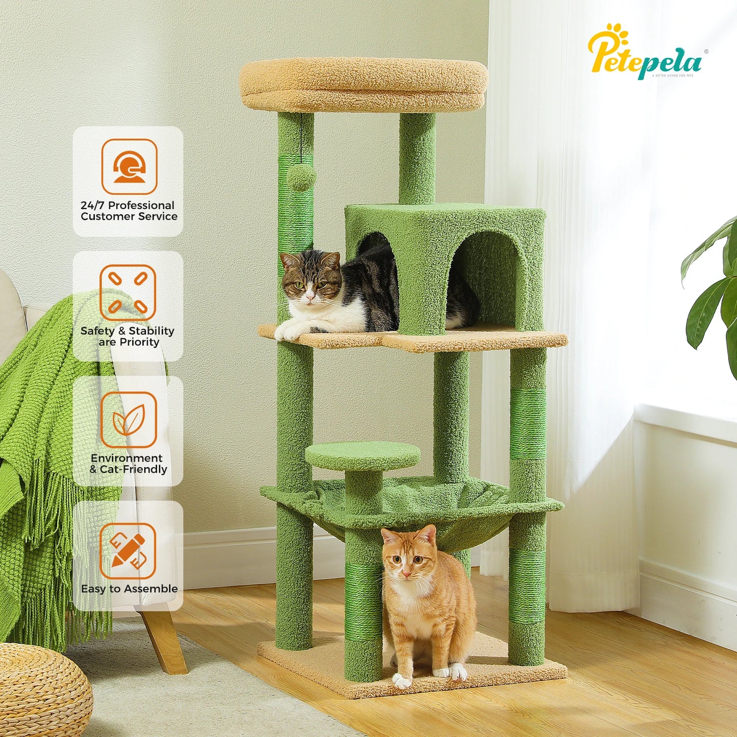 PETEPELACN Cat Tree Indoor Five Level Tower With Metal Frame