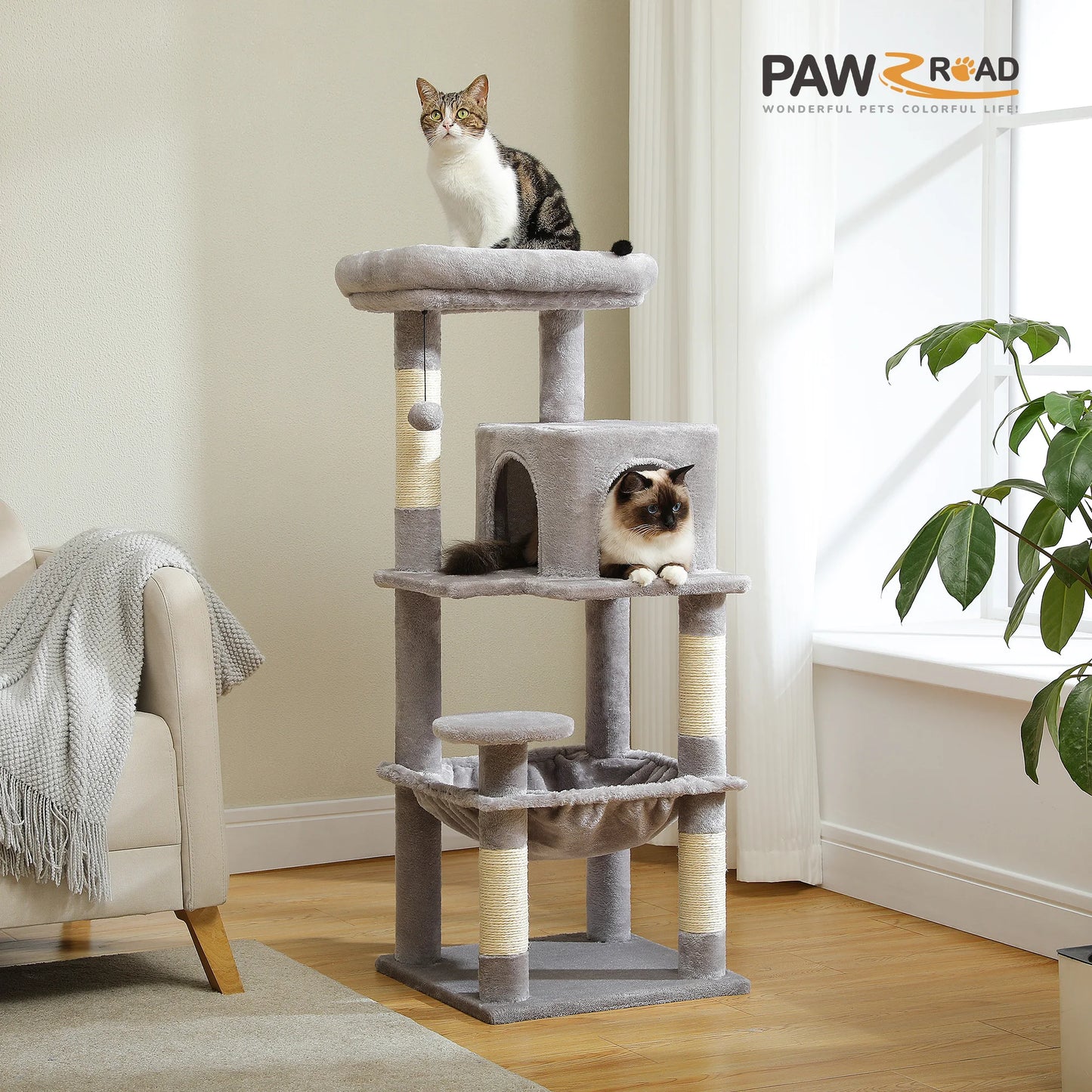 PETEPELACN Cat Tree Indoor Five Level Tower With Metal Frame