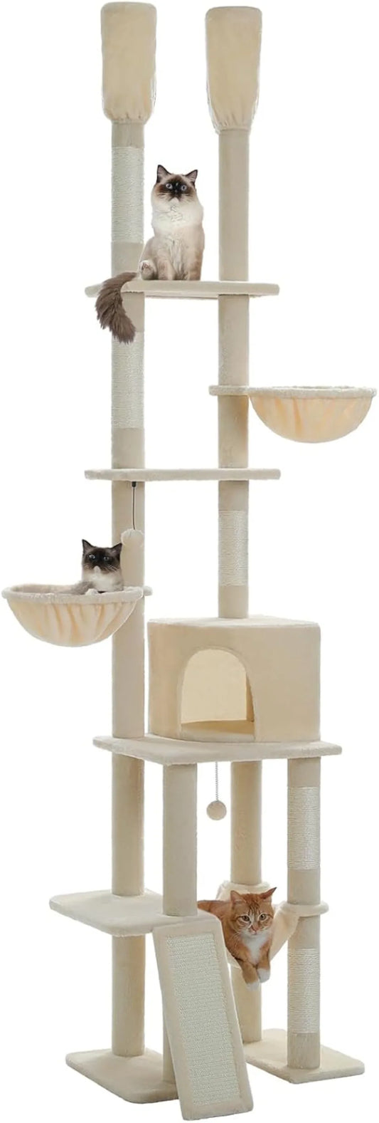 NONECN Floor to Ceiling Cat Tree Tower Adjustable 7-Tier Structure