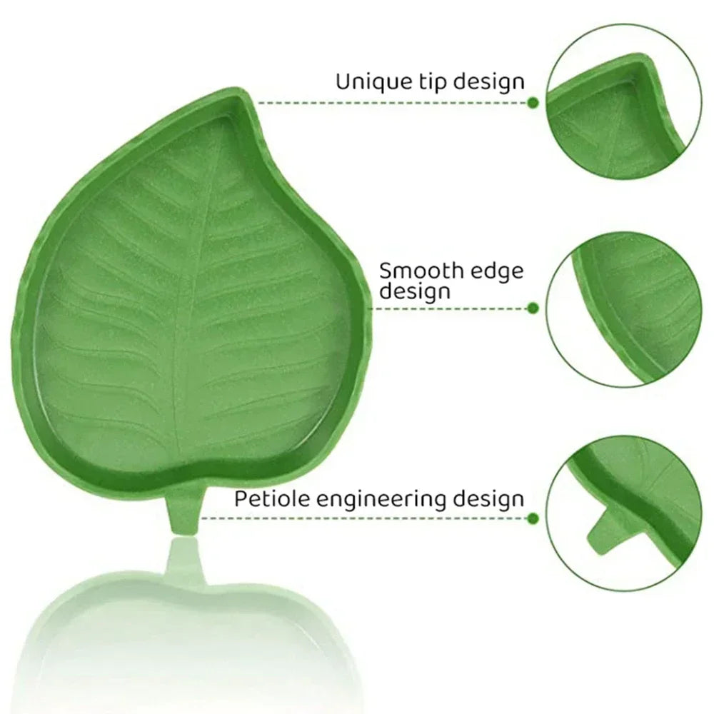 Leaf Shape Reptile Feeder And Water Bowl Durable For Pets