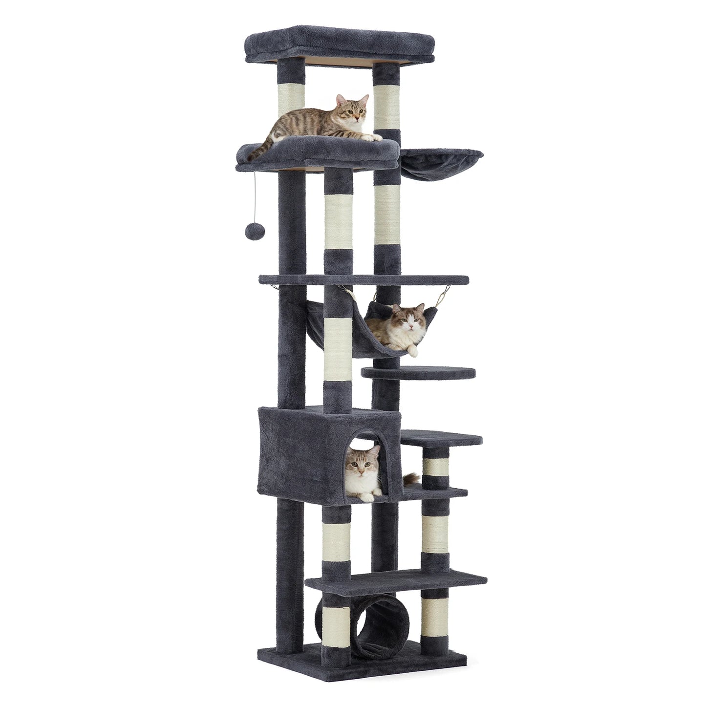 HiMISSCN Multi Level Cat Tree Tower With Scratching Posts Hammock