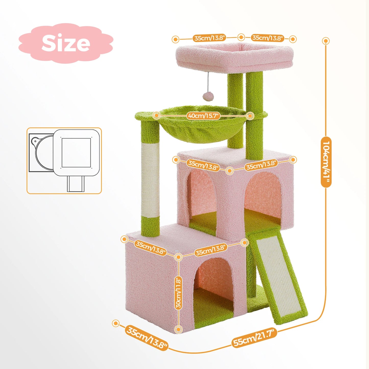PAWZ Road Large Cat Tree Tower With Scratching Pad Included