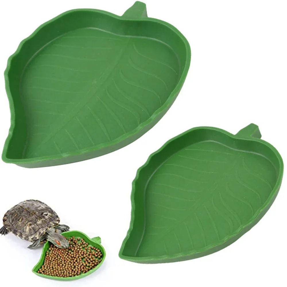 Leaf Shape Reptile Feeder And Water Bowl Durable For Pets