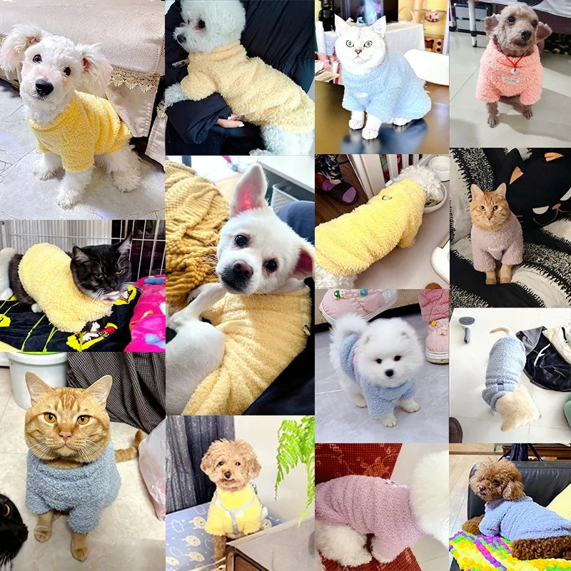 Fleece Dog Hoodie Sweater Coat Solid Warm Pet Apparel