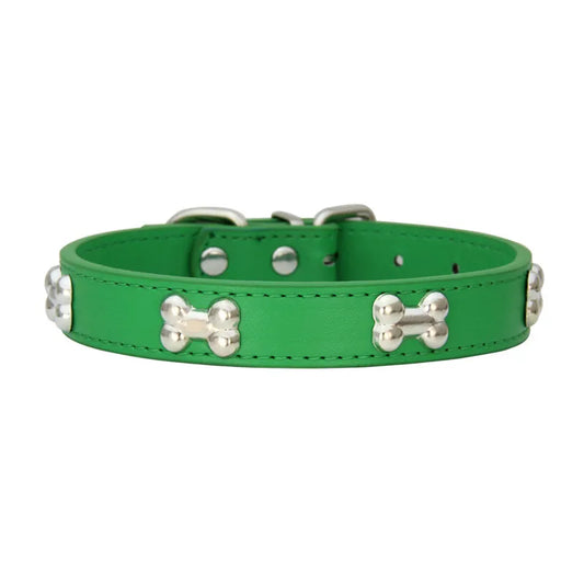 Bone Leather Durable Dog Collar
