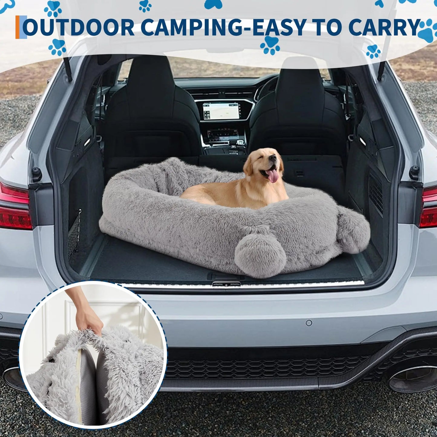 HiMISSCN Memory Foam Dog Bed With Removable Cover And Blanket