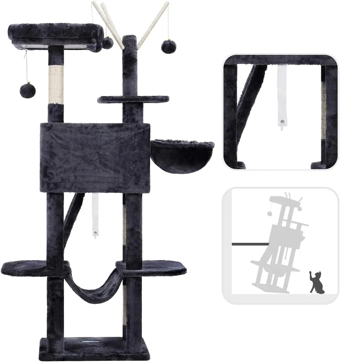 Cat Tower With Padded Bed Condo Hammocks And Scratching Posts
