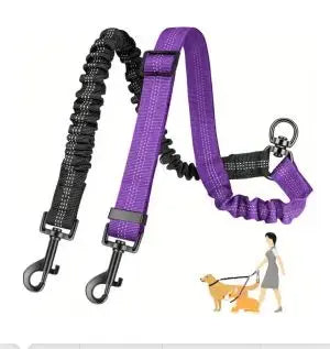 DCLOUDCN Dual Dog Leash Attachment With Shock Absorbing Bungee