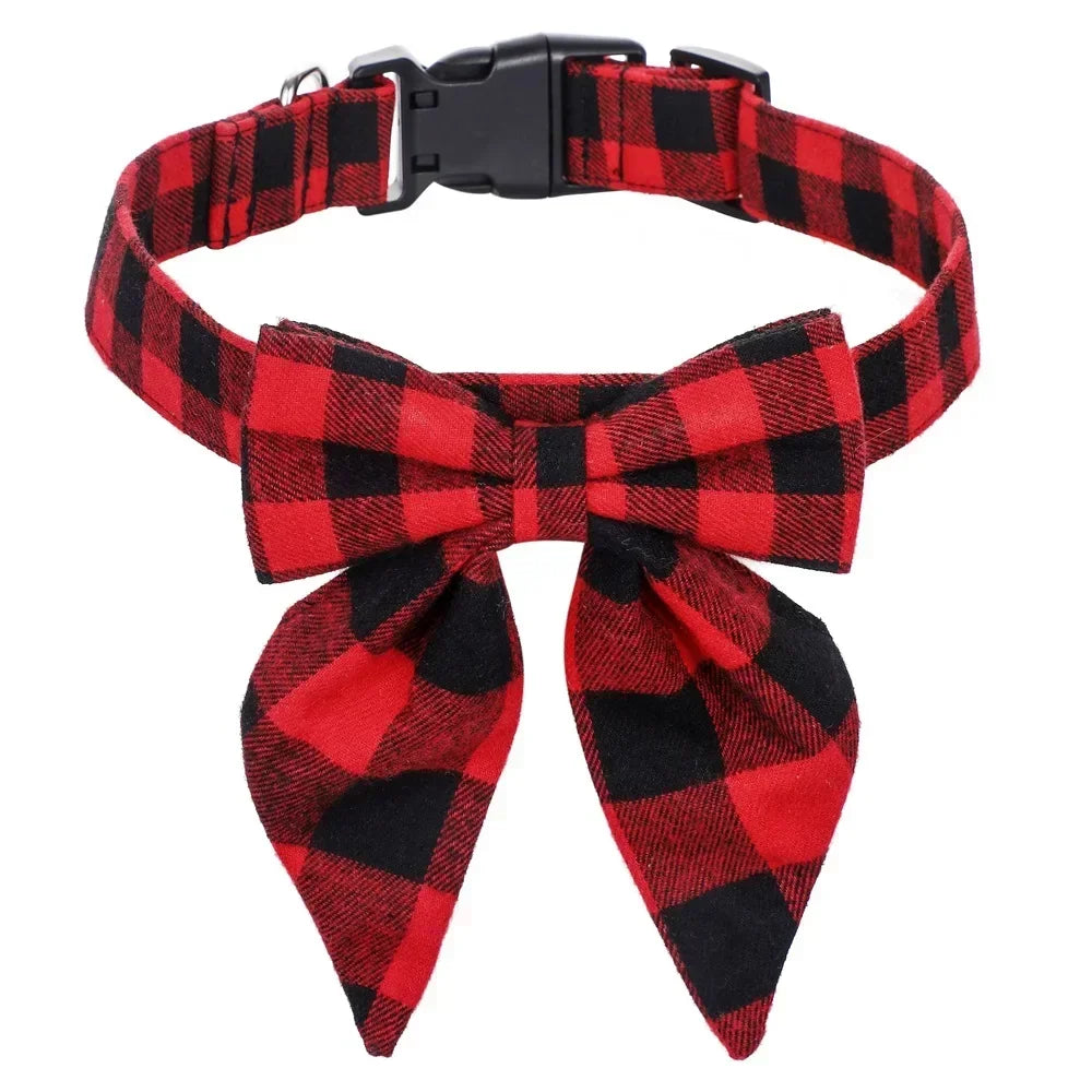 YOUSECN Cotton Snowflake Bow Dog Collar for Pets and Dogs
