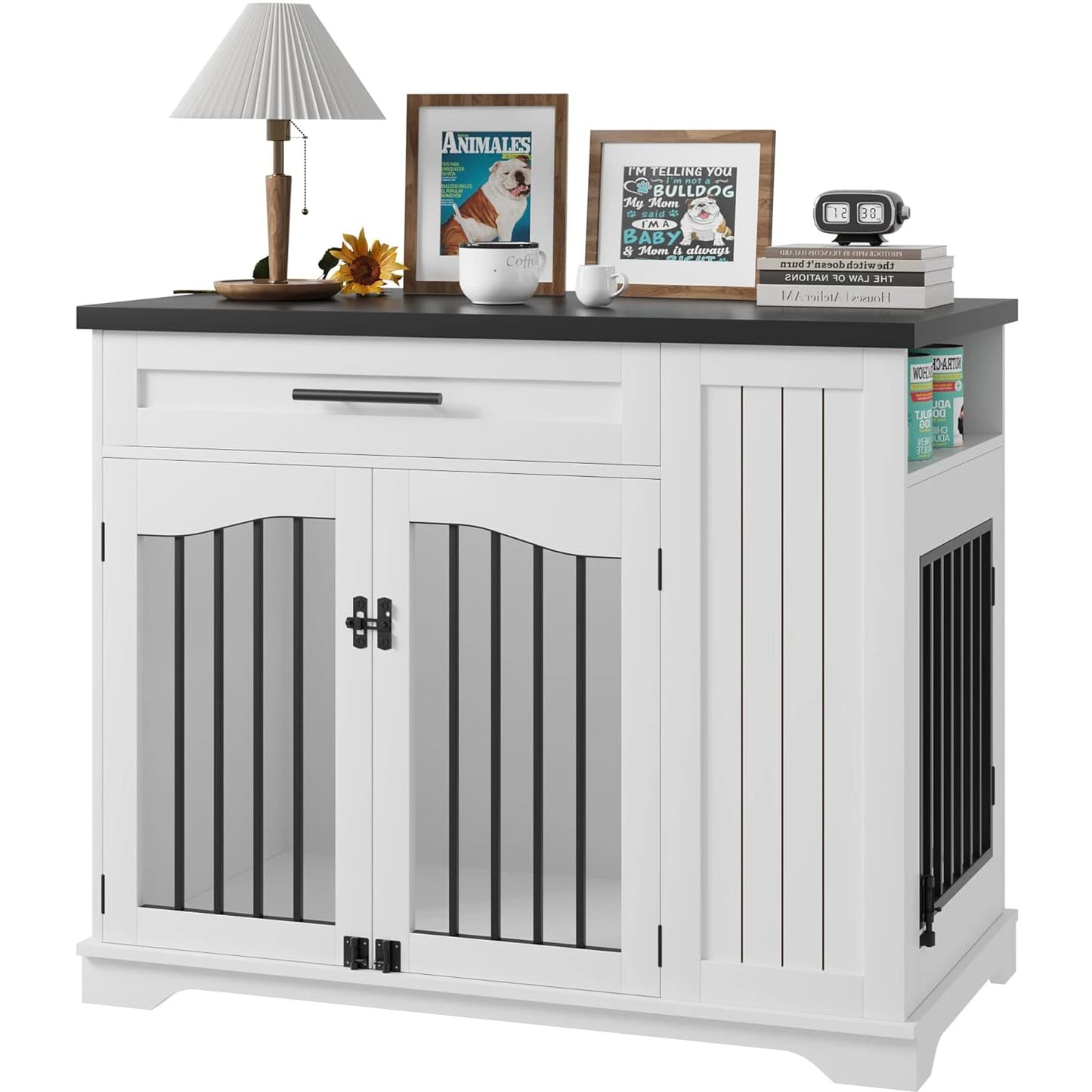 HiMISS Furniture Style Heavy Duty Wooden Dog Crate With Drawer