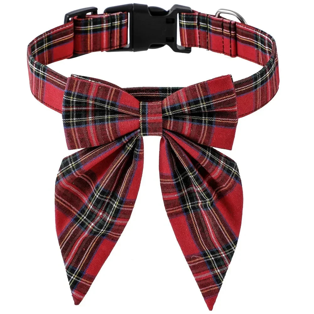 YOUSECN Cotton Snowflake Bow Dog Collar for Pets and Dogs