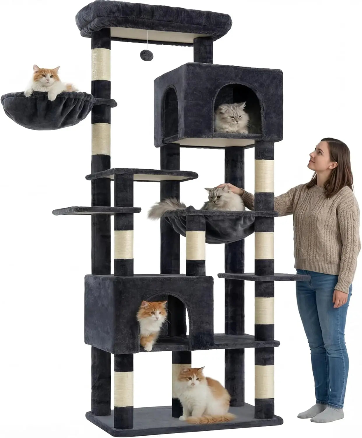 Heavy Duty Cat Tower With Condos Hammocks And Scratching Posts