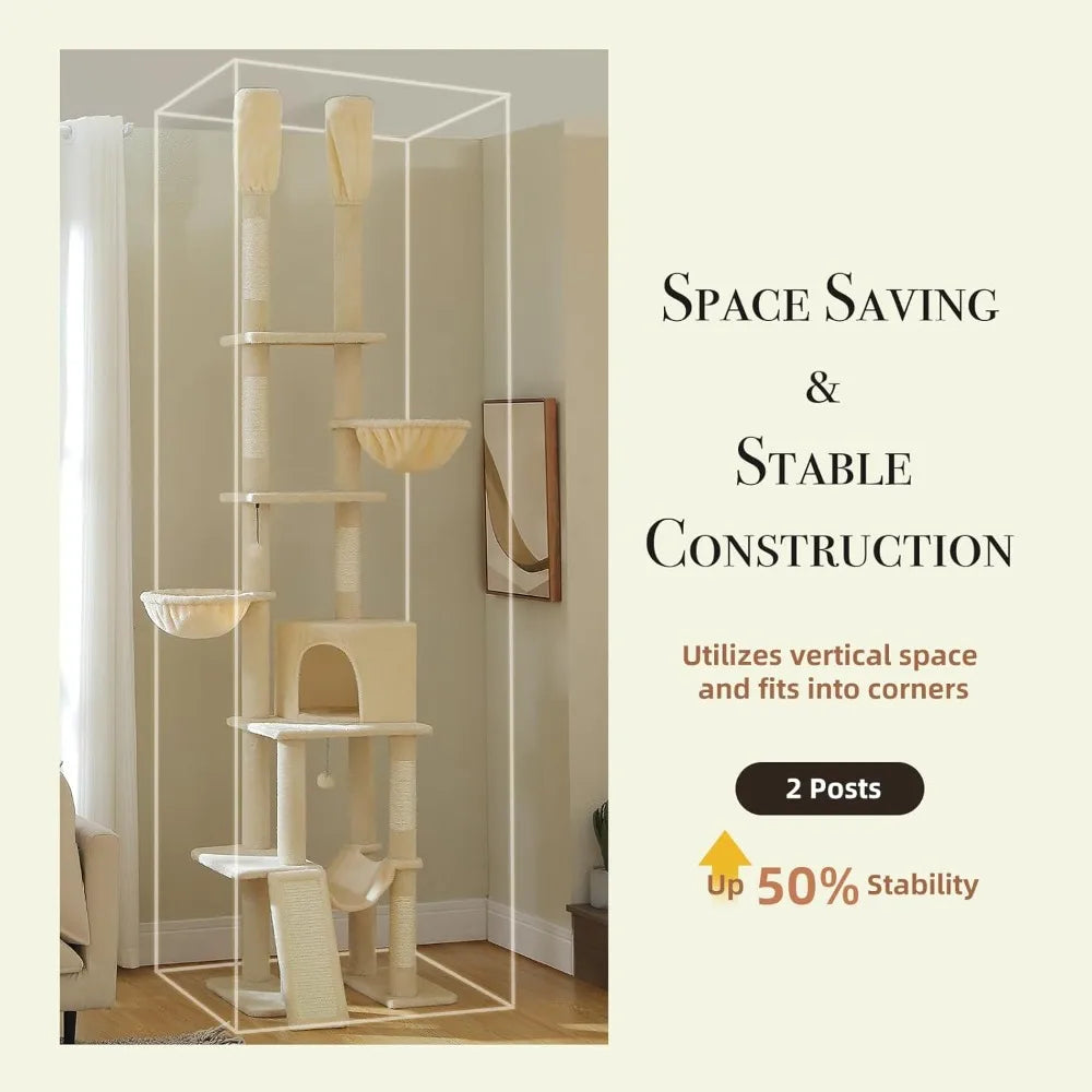 NONECN Floor to Ceiling Cat Tree Tower Adjustable 7-Tier Structure