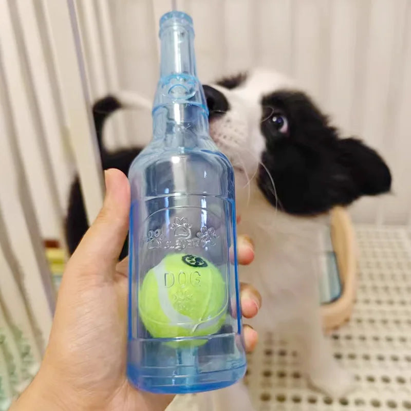 TPR Beer Bottle Chew Toy With Tennis Ball For Dogs